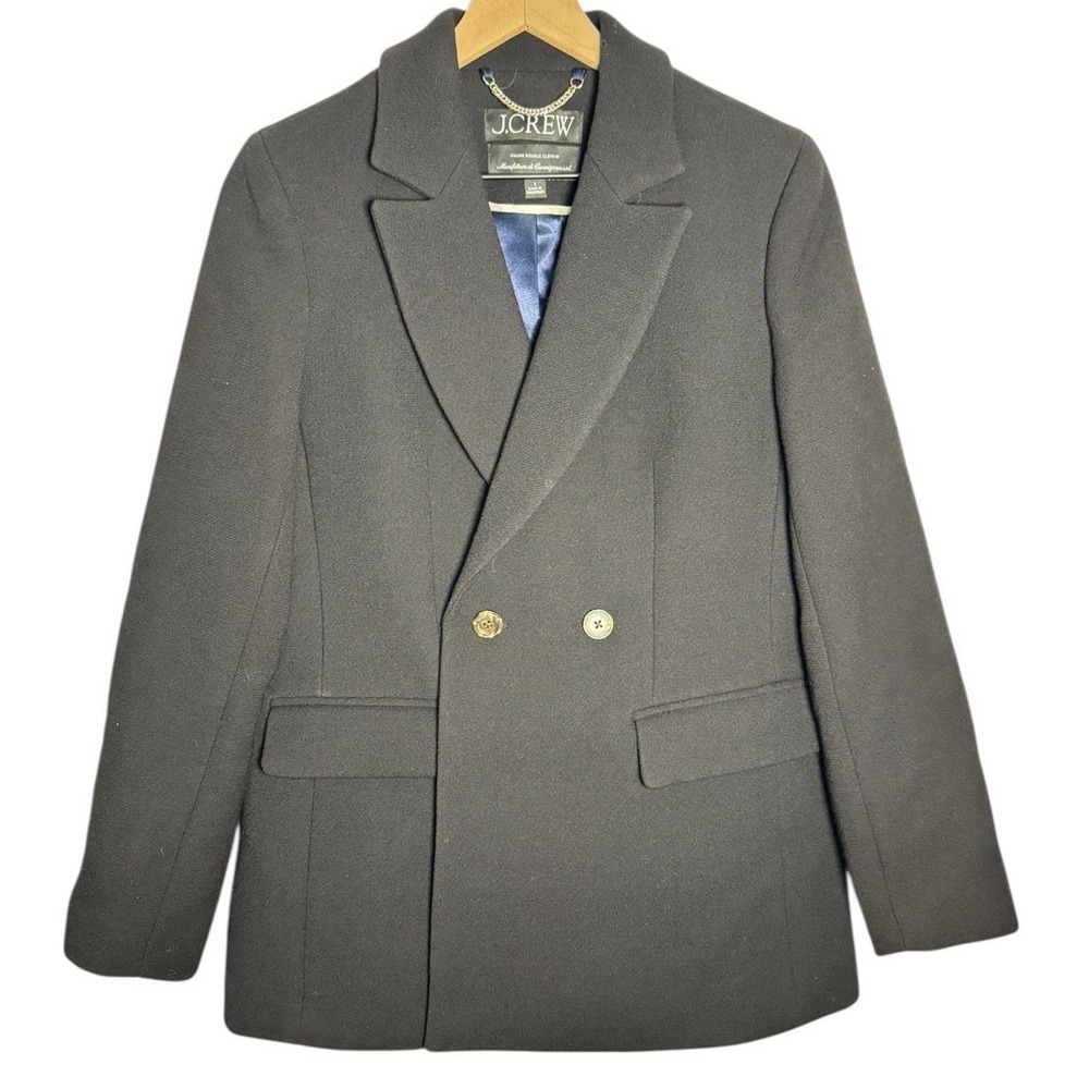 J. CREW  Topcoat in Italian Double Cloth Wool Double Breasted Blend Black 6
